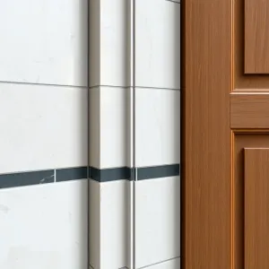 Połączenie płytek z panelami w drzwiach
